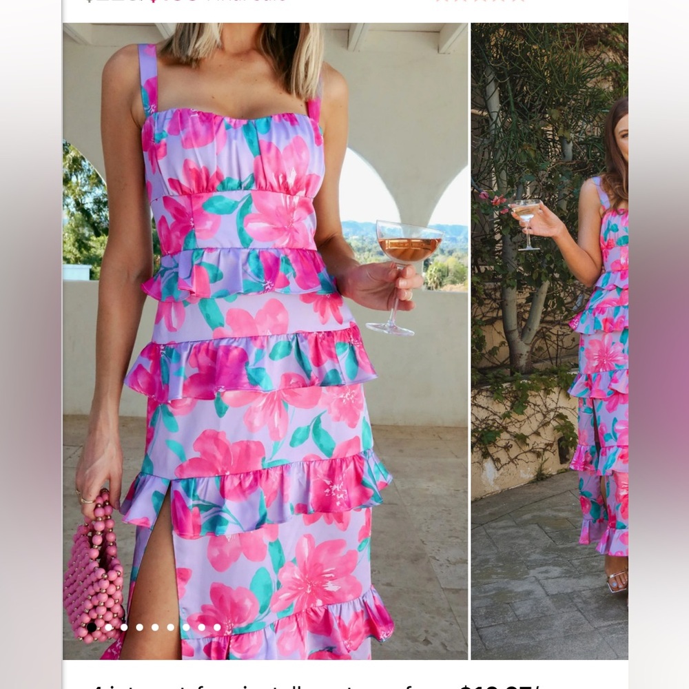 Show Me Your MuMu Pink and Blue Floral Maxi Dress